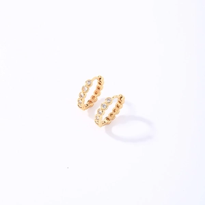 Elegant gold hoop earrings with micro-pave zircons for women in a minimalist design