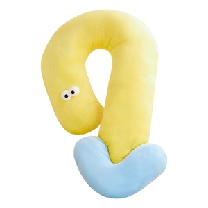 Cartoon plush pet neck pillow in yellow and blue with heart base for cats and dogs