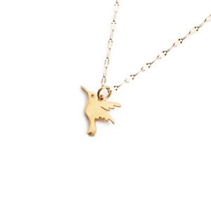 Collana in acciaio inossidabile dorato con ciondolo colibrì su catena sfaccettata