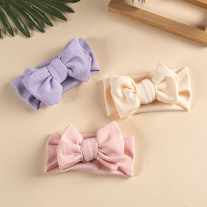 Nylon Knit Headband High Elasticity Large Bow Soft Comfortable Hair Accessory For Baby Toddler Infants Handmade Jacquard