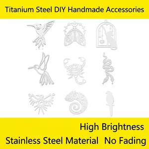 Durable titanium stainless steel animal pendants for DIY jewelry making in 5-piece packs