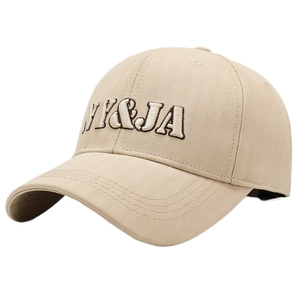 Casquette de baseball beige en coton à chevrons avec broderie 3D NY&JA de haute qualité