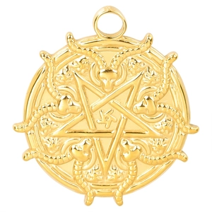 18k gold plated stainless steel goat head and pentagram pendant necklace accessory