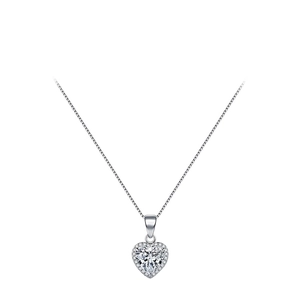 Elegante collana in argento 925 con ciondolo a cuore in zirconia e catena a scatola