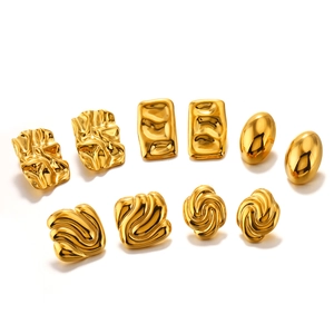 Polished 18K gold plated stainless steel geometric earrings set in four unique shapes