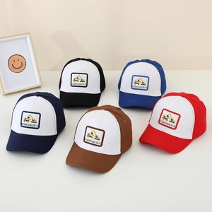 Kids baseball cap with excavator embroidery in five assorted colors for boys aged 2-5
