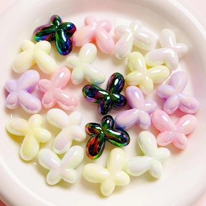 Colorful macaron UV plated butterfly beads for DIY jewelry and phone chain making