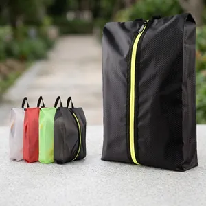 Waterproof portable travel shoe storage bag with zipper for sneakers up to size 45