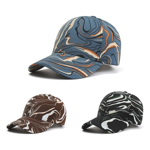 Cotton Baseball Cap Abstract Marble Print Sun Protection Outdoor Casual Fashion Peaked Hat Adjustable