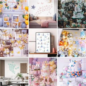 3D colorful butterfly wall stickers in gold, pink and blue for party and wedding decor