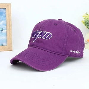 Classic deep purple cotton baseball cap with white 3D embroidery on light background