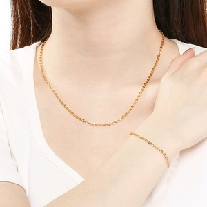 Set collana e bracciale minimalista in acciaio inossidabile placcato oro 18 carati da donna