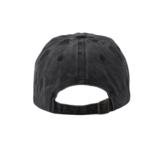 Detail of the back view showing washed cotton fabric and adjustable metal bronze buckle