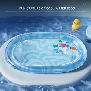 Letto Ad Acqua Rinfrescante Per Animali Tappetino Ghiaccio Gonfiabile In PVC Con Cuscino Rialzato Estate Cani Gatti Pieghevole Lavabile