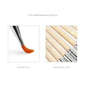 Set of 7 professional UV gel nail brushes with glitter acrylic handles and nylon bristles