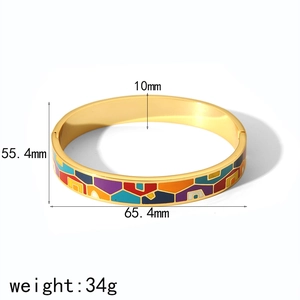 18K gold stainless steel enamel bangle with 10mm width and 34g weight specifications