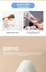 Close-up of thick microfiber thermal towel mask for facial spa and skin care treatment