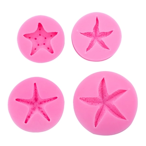 Set di 4 stampi in silicone rosa a forma di stella marina per decorazioni torte