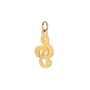 Polished gold musical treble clef pendant made of high-quality stainless steel