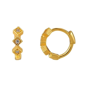 Gold hoop earrings for women featuring micro-set cubic zirconia and geometric design