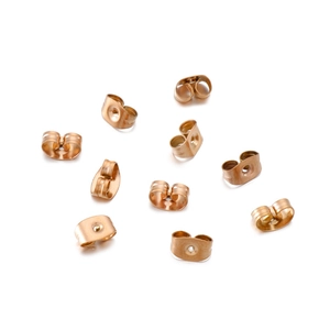 Detailed macro view of 10 pairs of 18K gold plated stainless steel butterfly earring backs