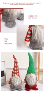 Details der Stricktextur und des Filzmaterials der Weihnachtsgnom-Plüschdekorationen