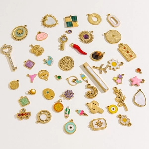 Diy Jewelry Charms Pendants Gold Plated Stainless Steel With Shell Natural Stone Zirconia Enamel Fashion Accessories