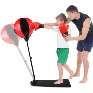 Kids adjustable boxing set with speed ball, pedestal base and gloves for fitness training