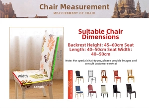 Size guide for stretch waterproof PU leather chair covers with measurement details
