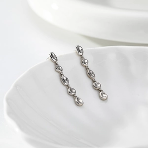 Elegant S925 sterling silver asymmetrical tassel earrings with irregular drop pendants