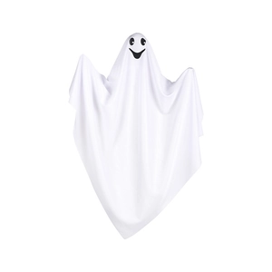 White Halloween ghost hanging decoration with black smiling face for porch or indoor