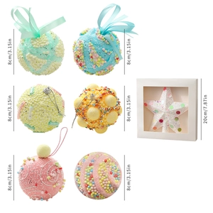 Macaron Christmas balls and star ornaments set, 8cm foam hanging decorations for trees