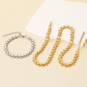 Minimalist watch band style bracelet set in gold and silver finish for women