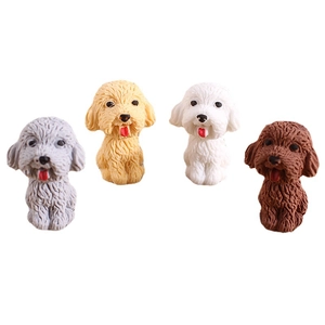 Cute teddy dog erasers set in white, yellow, brown and grey colors for school students