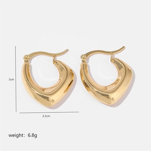 Chunky gold U-shaped hoop earrings with dimensions 3cm height and 2.3cm width