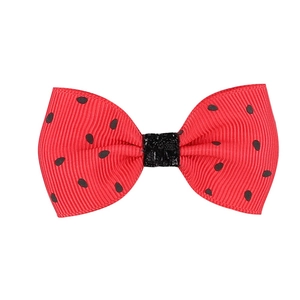Barrette à cheveux pour enfants avec nœud rouge à pois et texture en gros-grain