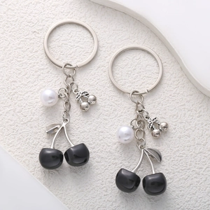 Cherry Fruit Keychain Alloy Resin With Faux Artificial Pearl Bag Pendant Charm Backbag Accessory Sweet Cool Style For Women Girls