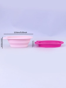 Detailed view of collapsible silicone bowl with precise dimensions in open and folded states