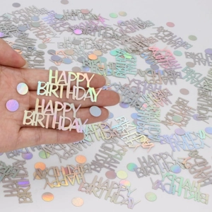 100pcs colorful silver laser Happy Birthday confetti set for party table decoration