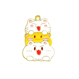 Cute black and white cat alloy enamel pendant charms for DIY jewelry and keychains