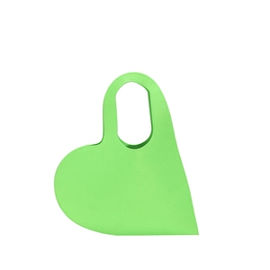 Minimalist green heart-shaped felt handbag with seamless handle in a high-fashion style