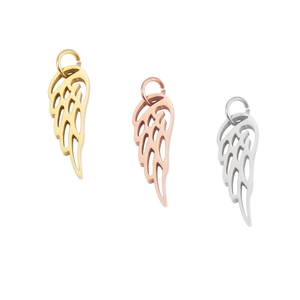 Pendentifs ailes d'ange en acier inoxydable poli en finitions or, rose et argent