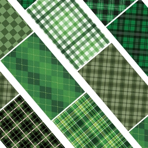 Detail of green plaid and checkerboard waterproof stickers for phone cases and DIY crafts