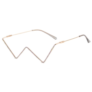 Lunettes demi-cerclées en W avec strass et élégantes branches en métal or rose chic