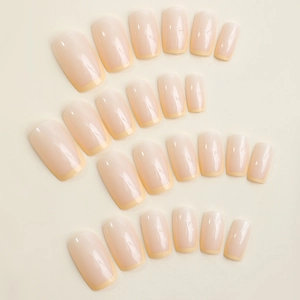 French gradient white and nude square fake nails kit with 24 pieces set