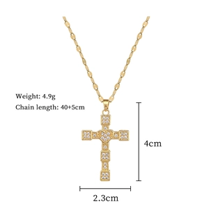 Detailed size chart for gold cross pendant necklace with clear weight and length specs