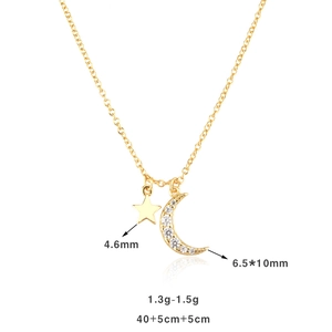 Macro shot of S925 sterling silver moon and star pendant with precise size annotations