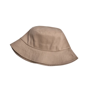 Detail of khaki bucket hat with high-quality parallel stitching and twill cotton fabric