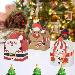3D Christmas gift boxes featuring Santa, Reindeer and Snowman with carry handles