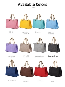 Grid view showcasing a collection of minimalist canvas tote bags in twelve vibrant colors